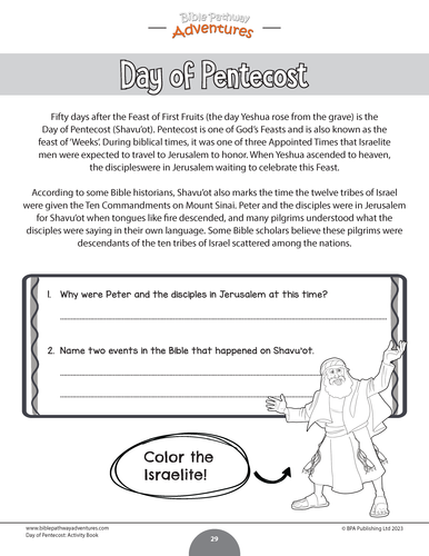 Day of pentecost activity book teaching resources