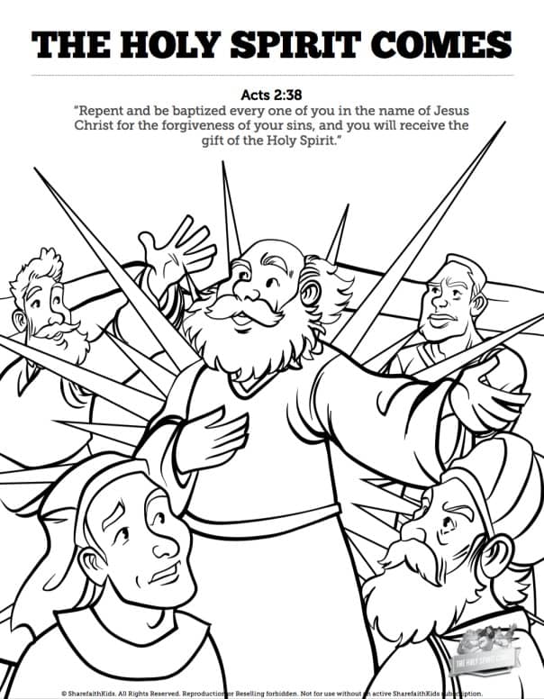 Acts the holy spirit es sunday school coloring pages â