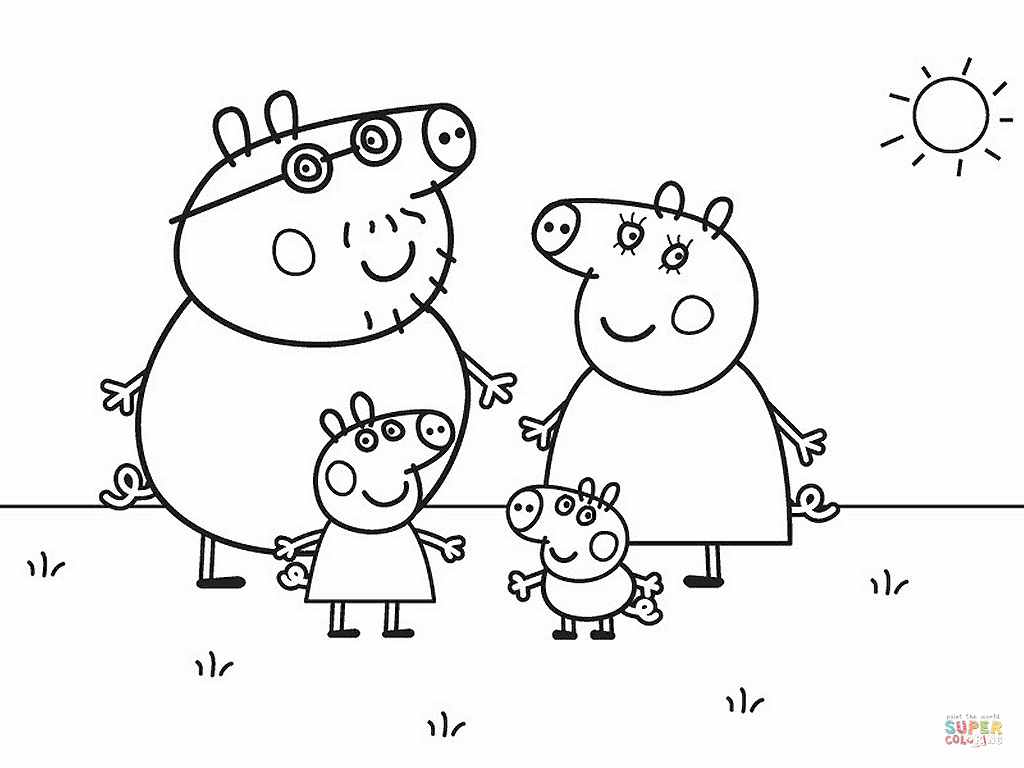 Peppa pigs family coloring page free printable coloring pages