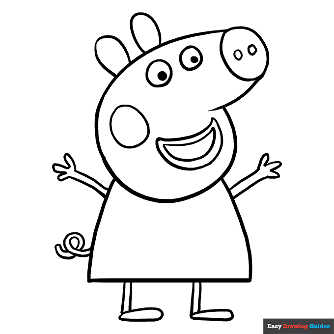 Peppa pig coloring page easy drawing guides
