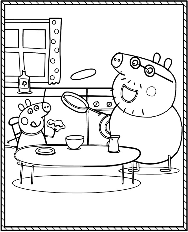Printable coloring page peppa daddy pig