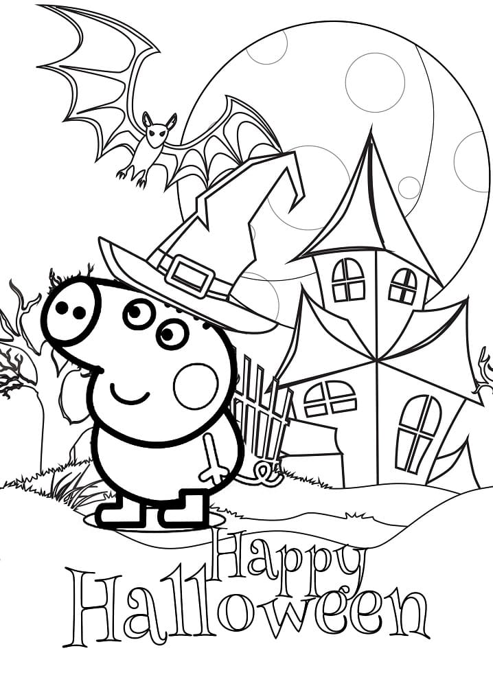 Halloween peppa pig coloring page
