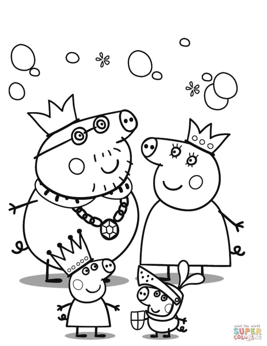 Peppa pigs royal family coloring page free printable coloring pages