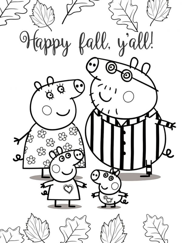 Peppa pig family happy fall coloring pages peppa pig coloring pages peppa pig colouring turtle coloring pages