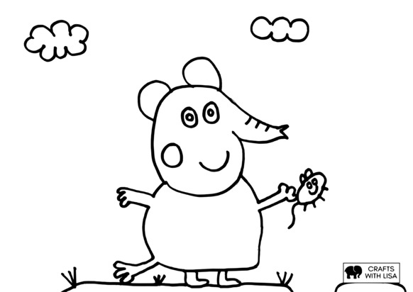 Emily elephant peppa pig coloring page