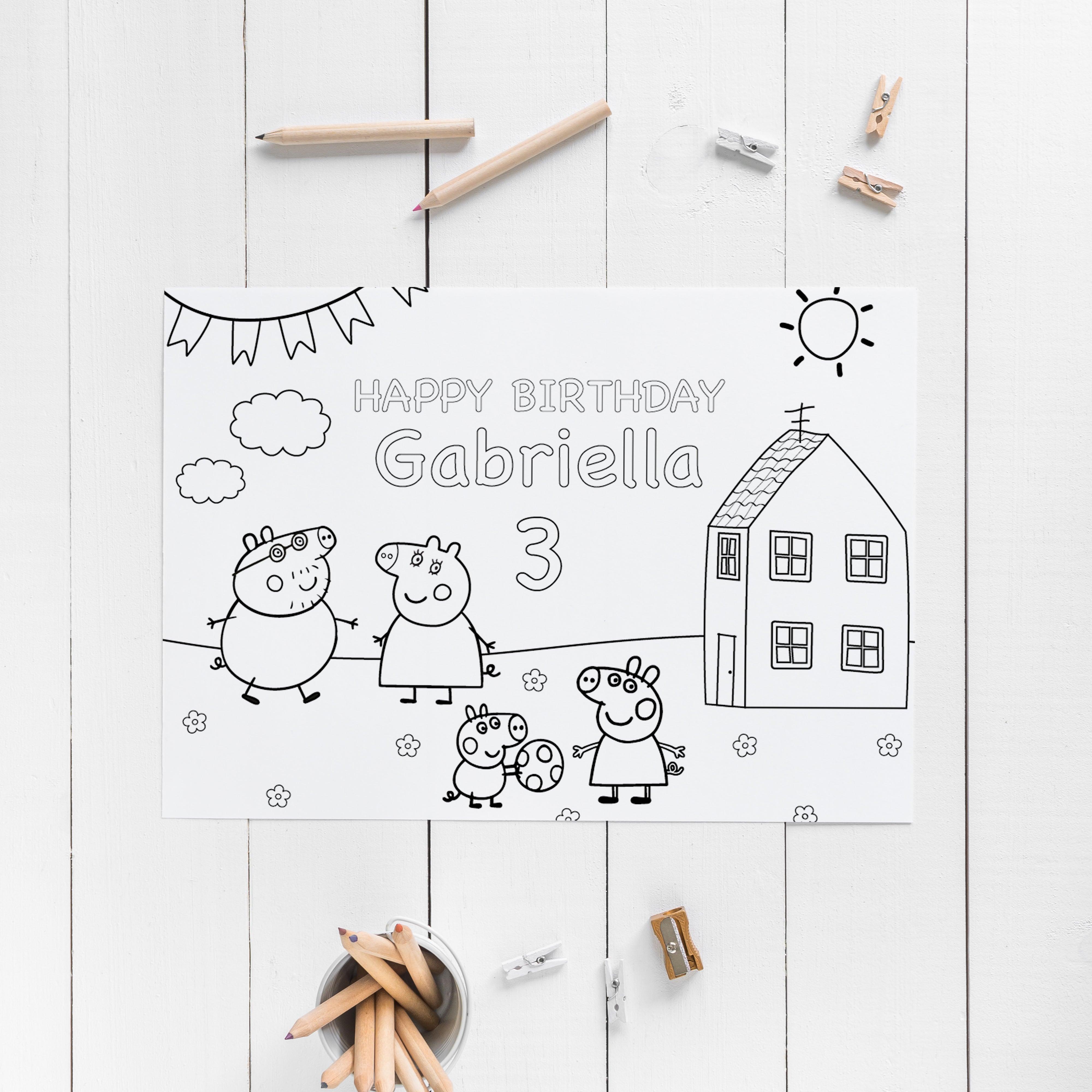 Editable peppa pig coloring page â instant download editable text â digitally printables