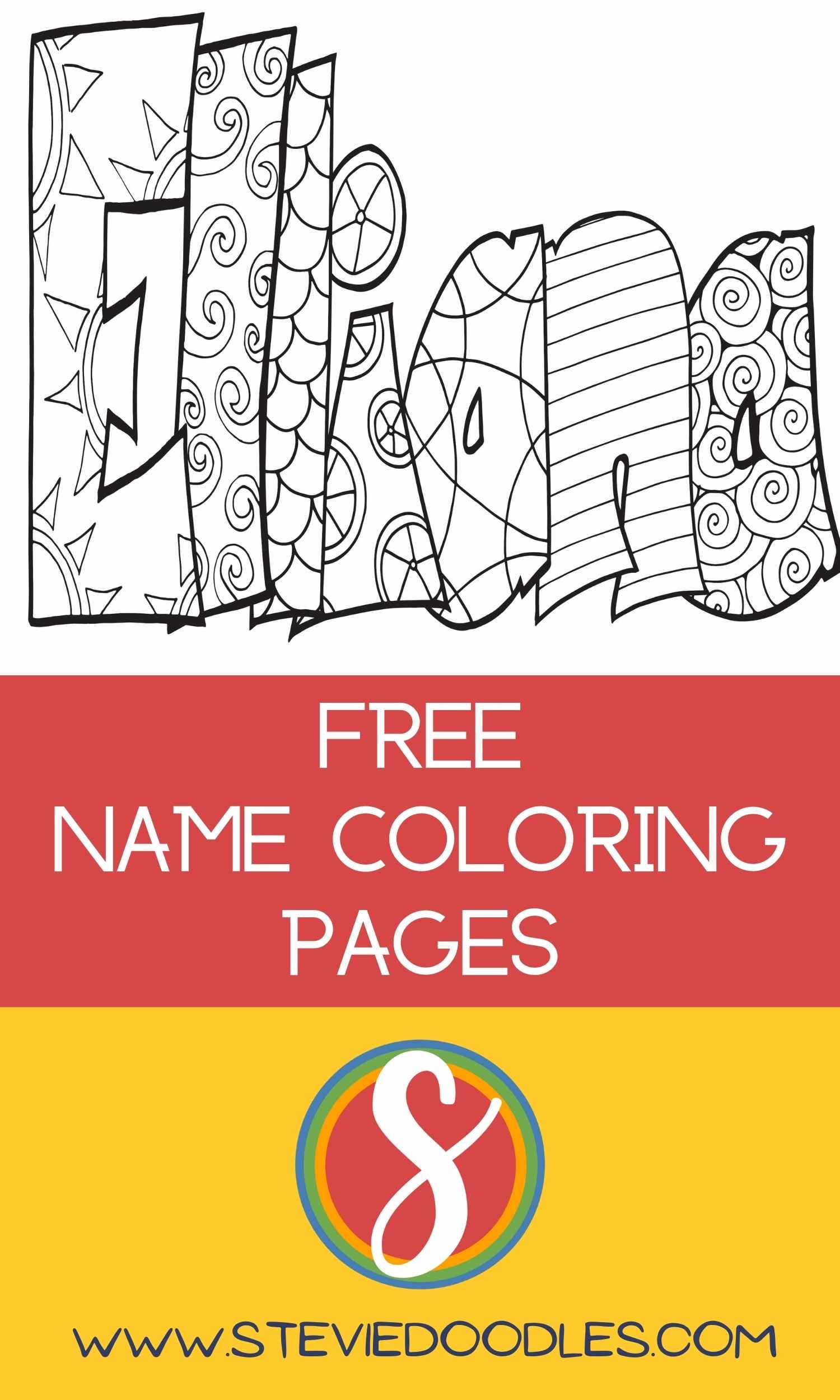 Free elliana name coloring page â stevie doodles