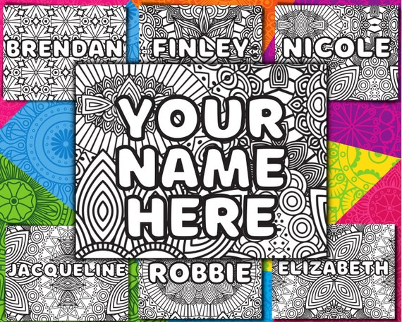 Custom name coloring page personalized coloring sheet personalized coloring book mandala coloring printable pdf classroom supplies