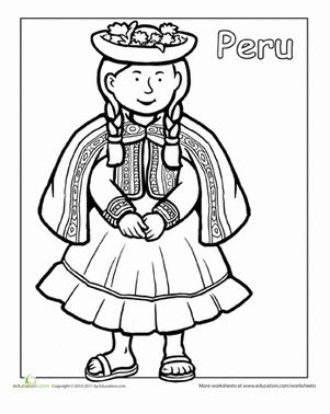 Multicultural coloring peru worksheet education flag coloring pages kids learning activities hispanic heritage month
