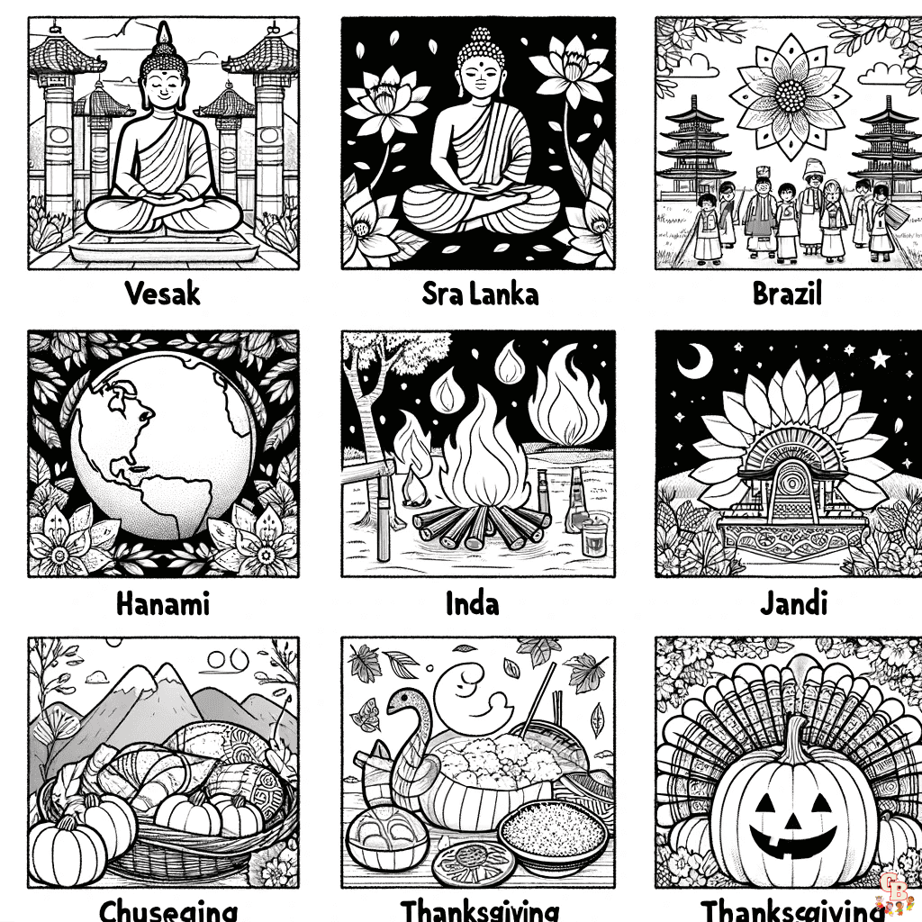 Printable holidays around the world coloring pages free