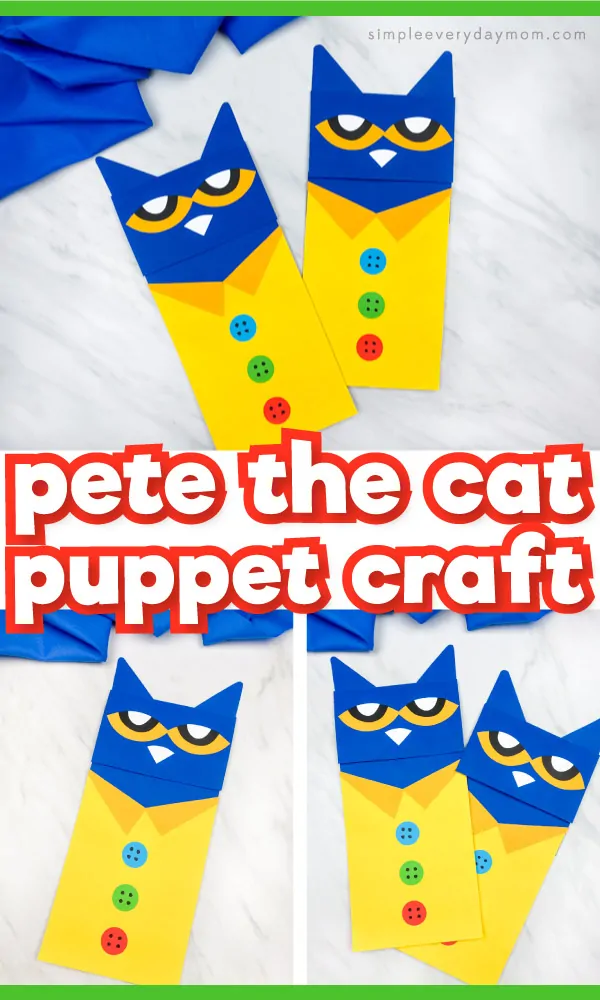 Pete the cat paper bag puppet free template
