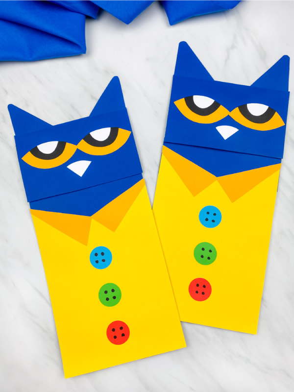 Pete the cat paper bag puppet free template
