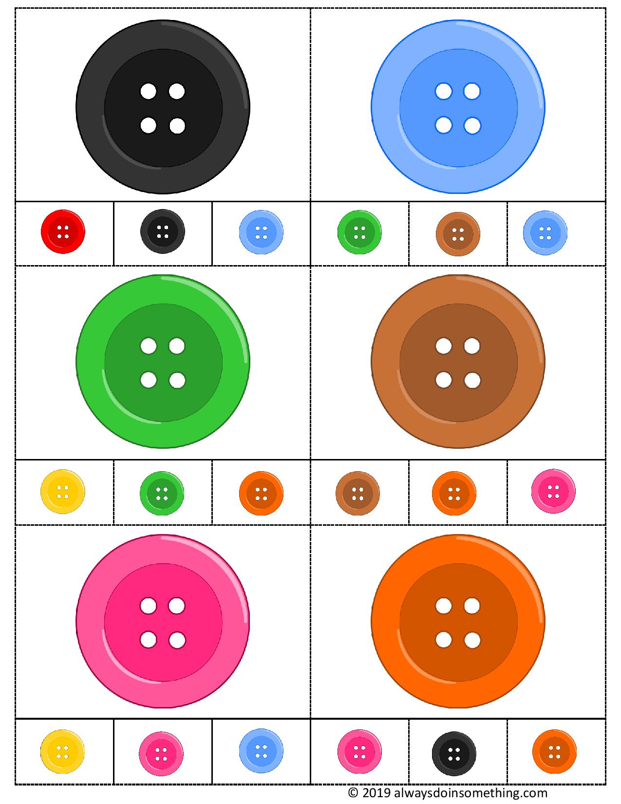 Button color match clip cards color activities preschool math made by teachers