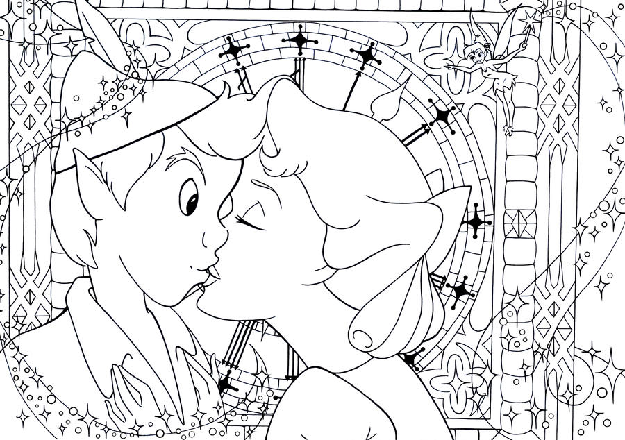 Kiss wendy and peter pan lineart