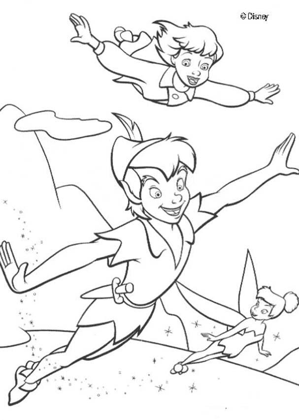 Peter pan wendy and tinkerbell coloring pages