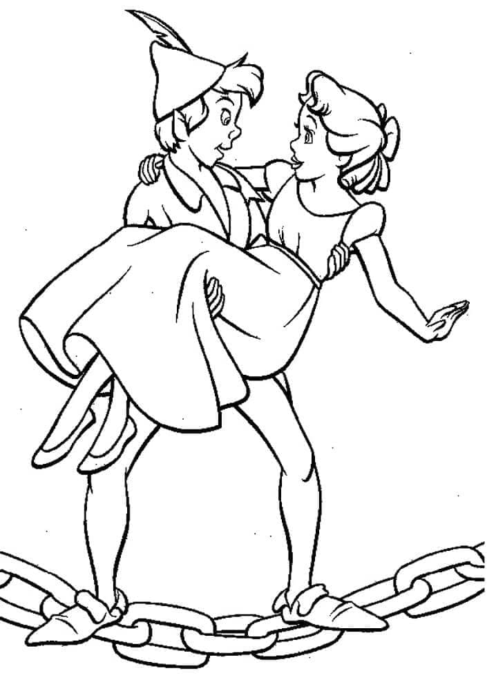 Peter pan and wendy coloring page