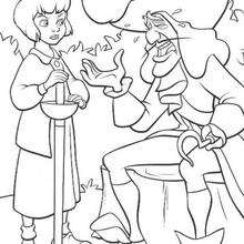 Wendy and captain hook coloring pages