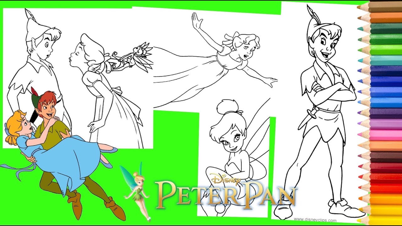 Disney peter pan wendy tinkerbell coloring pages for kids