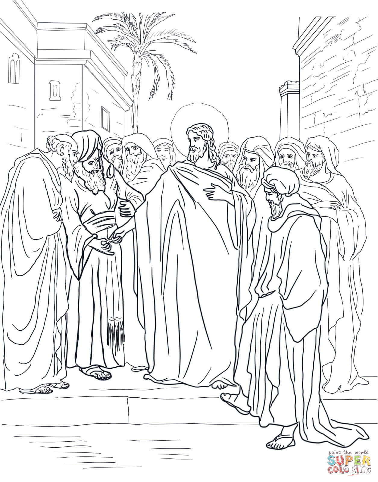 Pharisees question jesus about taxes coloring page free printable coloring pages