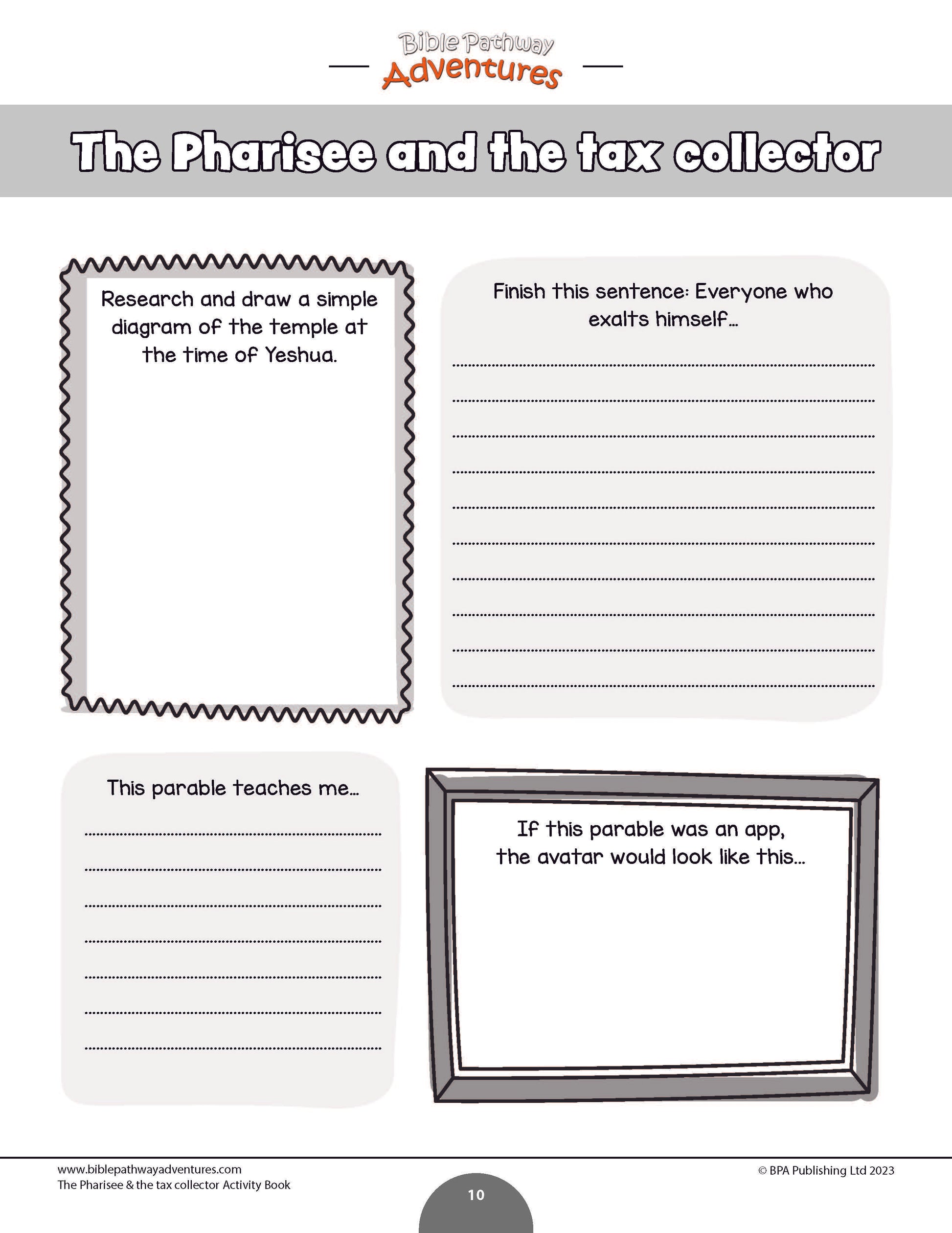 Parable of the pharisee the tax collector activity book pdf â bible pathway adventures