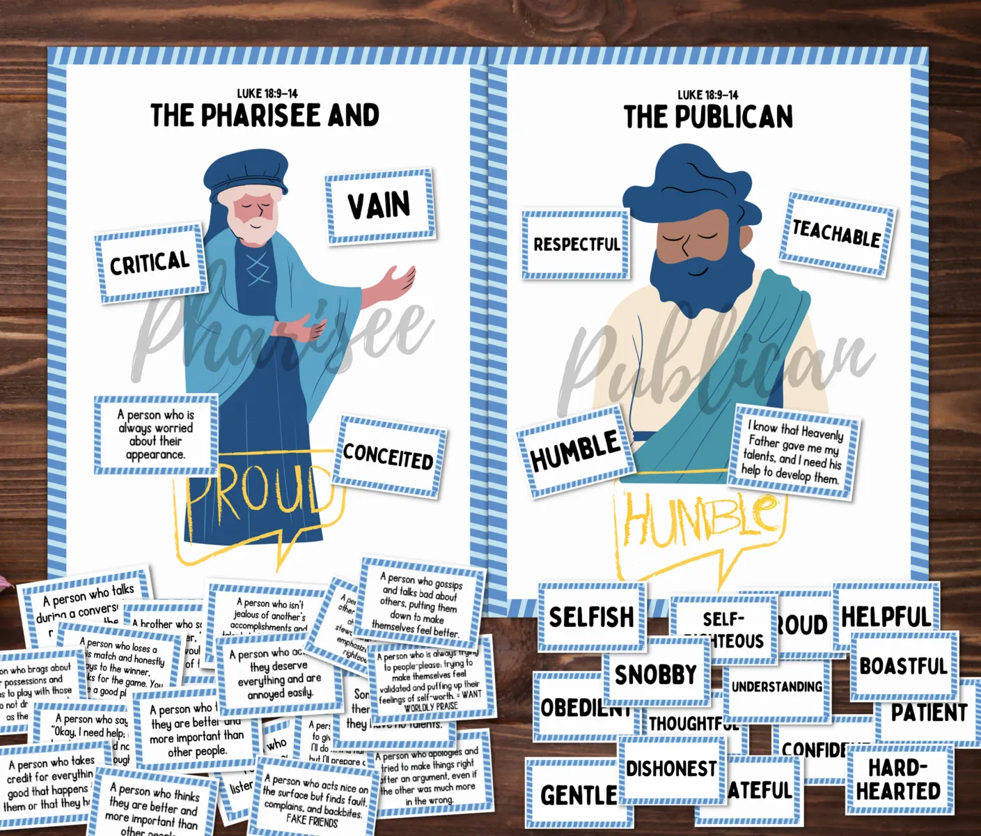 Parable of the pharisee publican bible lesson activities for kids