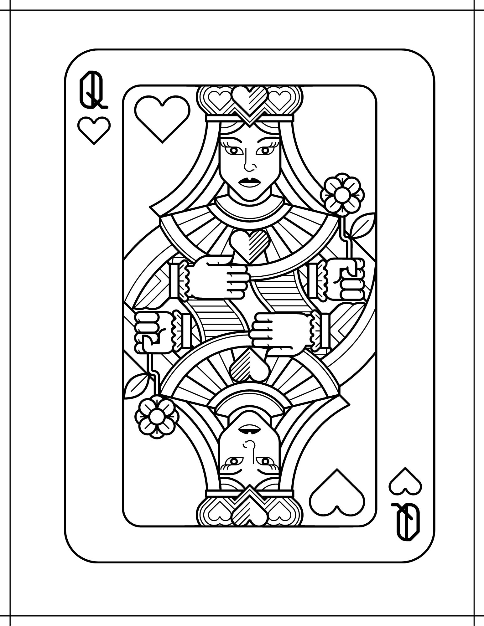 Face cards coloring pages plusface cards to colorplaying cardscard games for kids instant download