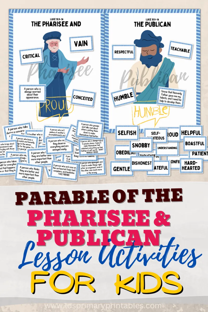 Parable of the pharisee publican bible lesson activities for kids