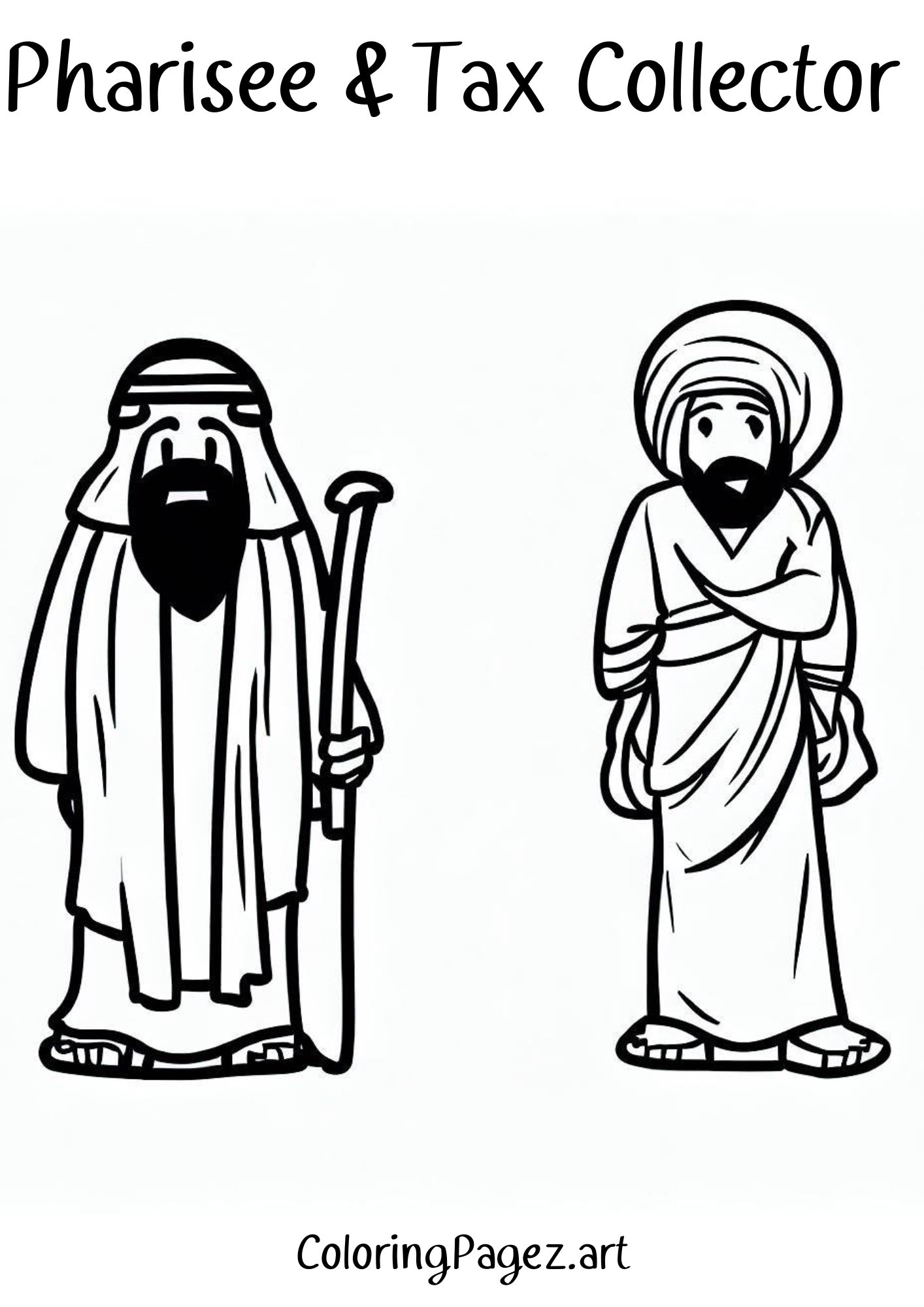 Pharisee and the tax collector coloring page printable