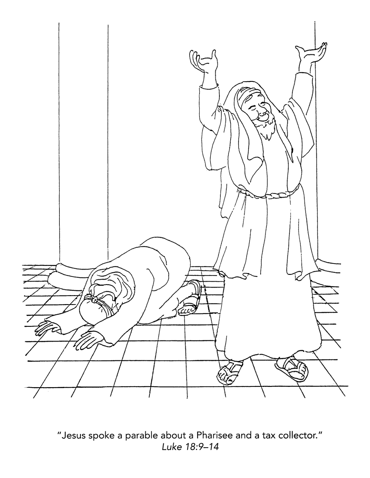 Tax collector and pharisee coloring page