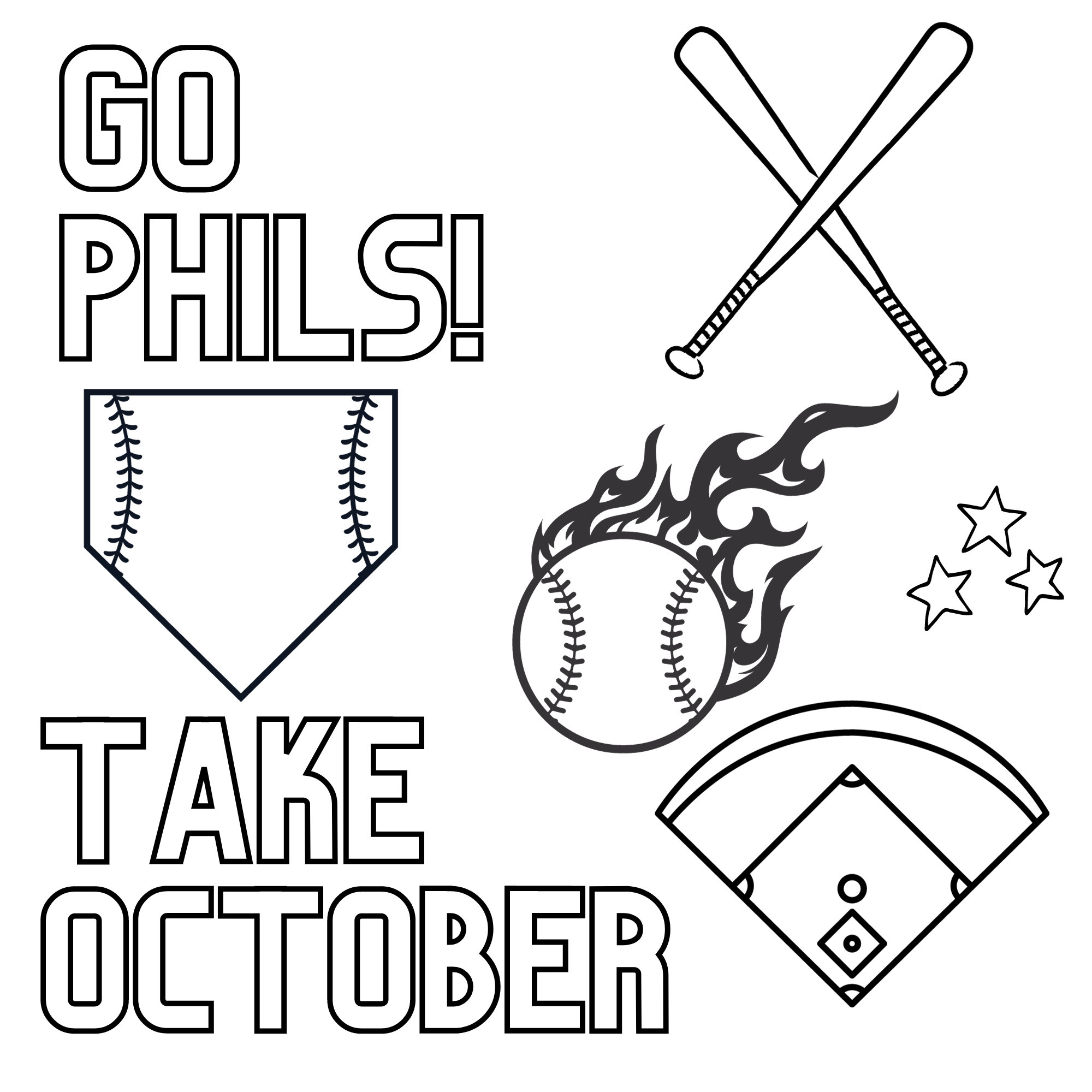 Go phils take october phillies kids printable coloring page