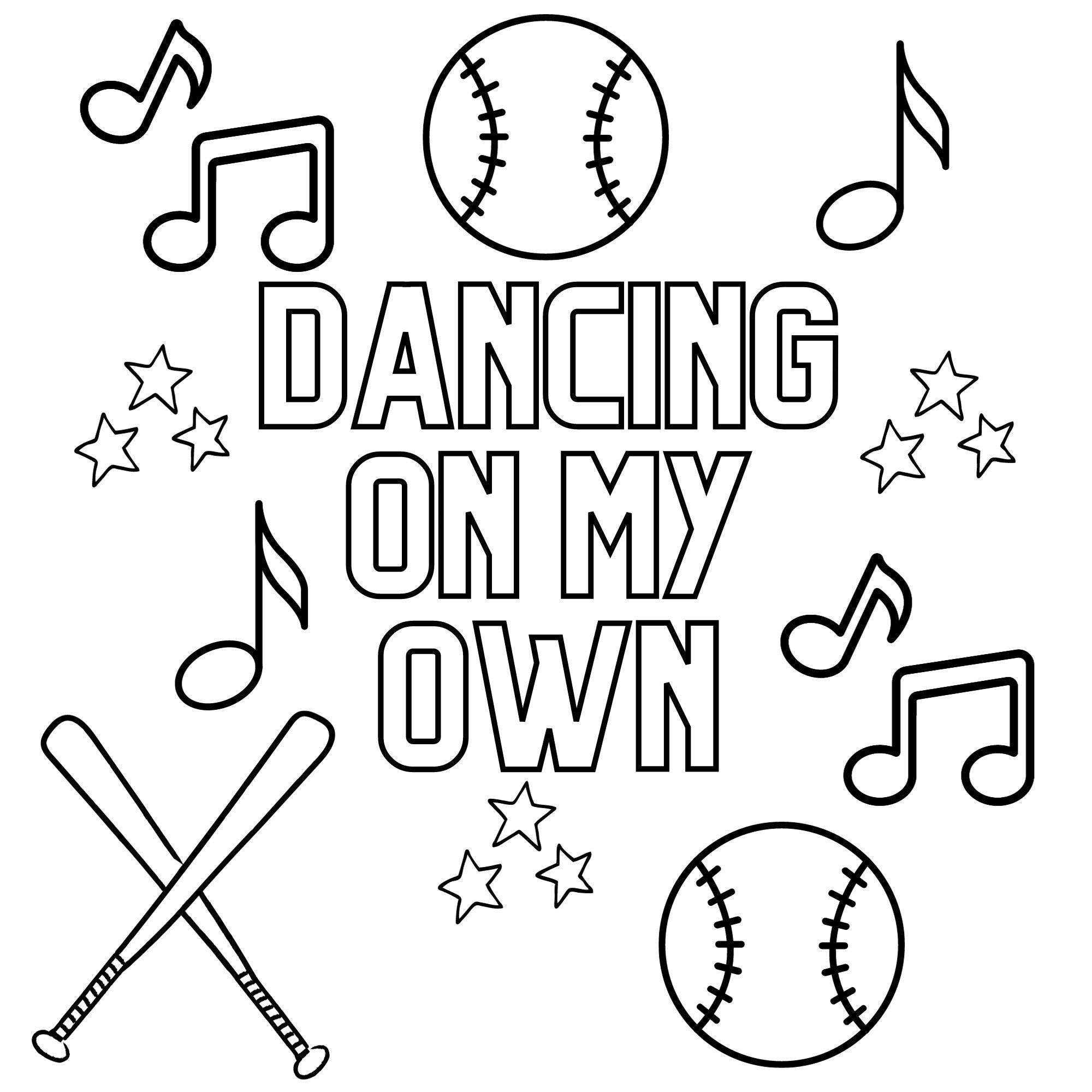Dancing on my own phillies kids printable coloring page instant download