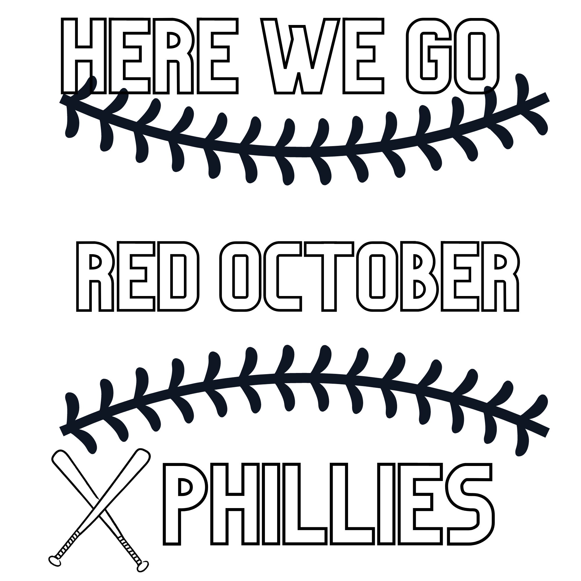 Here we go red october phillies kids printable coloring page