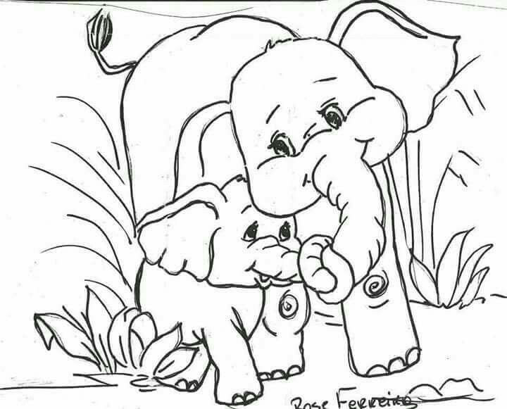 Elefante e filhote colouring printables coloring pages drawings