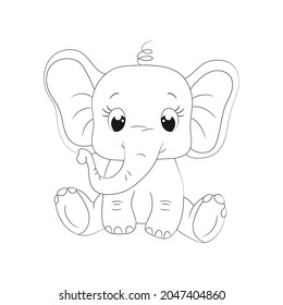 Elephant children coloring page children coloring stock vector royalty free