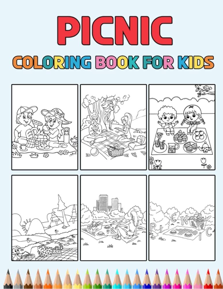 Picnic coloring book for kids easy signs to color fun colouring activity workbook for little children boys girls pre k kinrgarten preschool cute gift books for picnic lovers