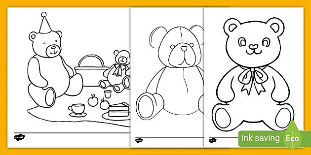 Teddy bear colouring pages junior and senior infants