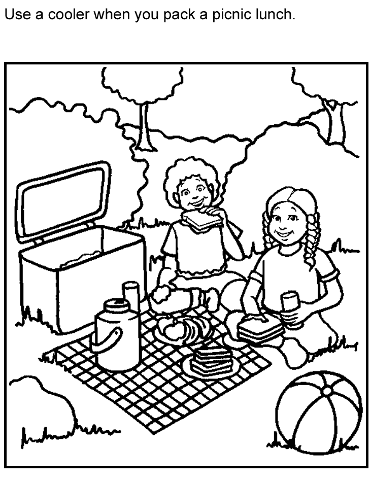 Picnicloringpagegif ã pixels loring pages picnic picnic theme