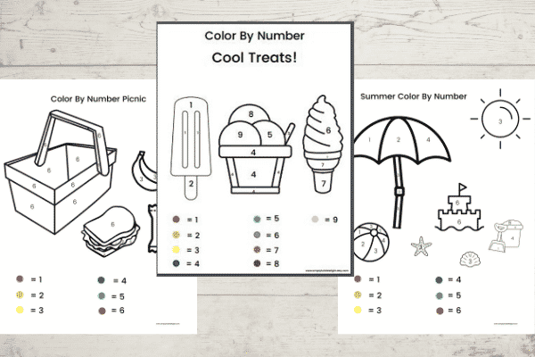 Printable color by number preschool worksheets free