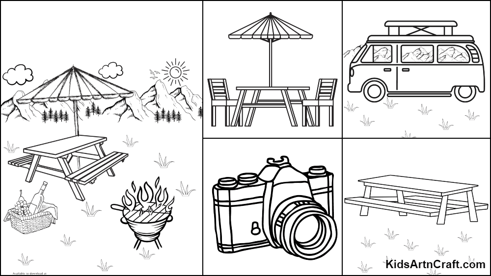 Picnic coloring pages for kids â free printables