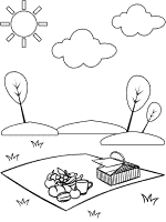 Picnic coloring pages and printable activities