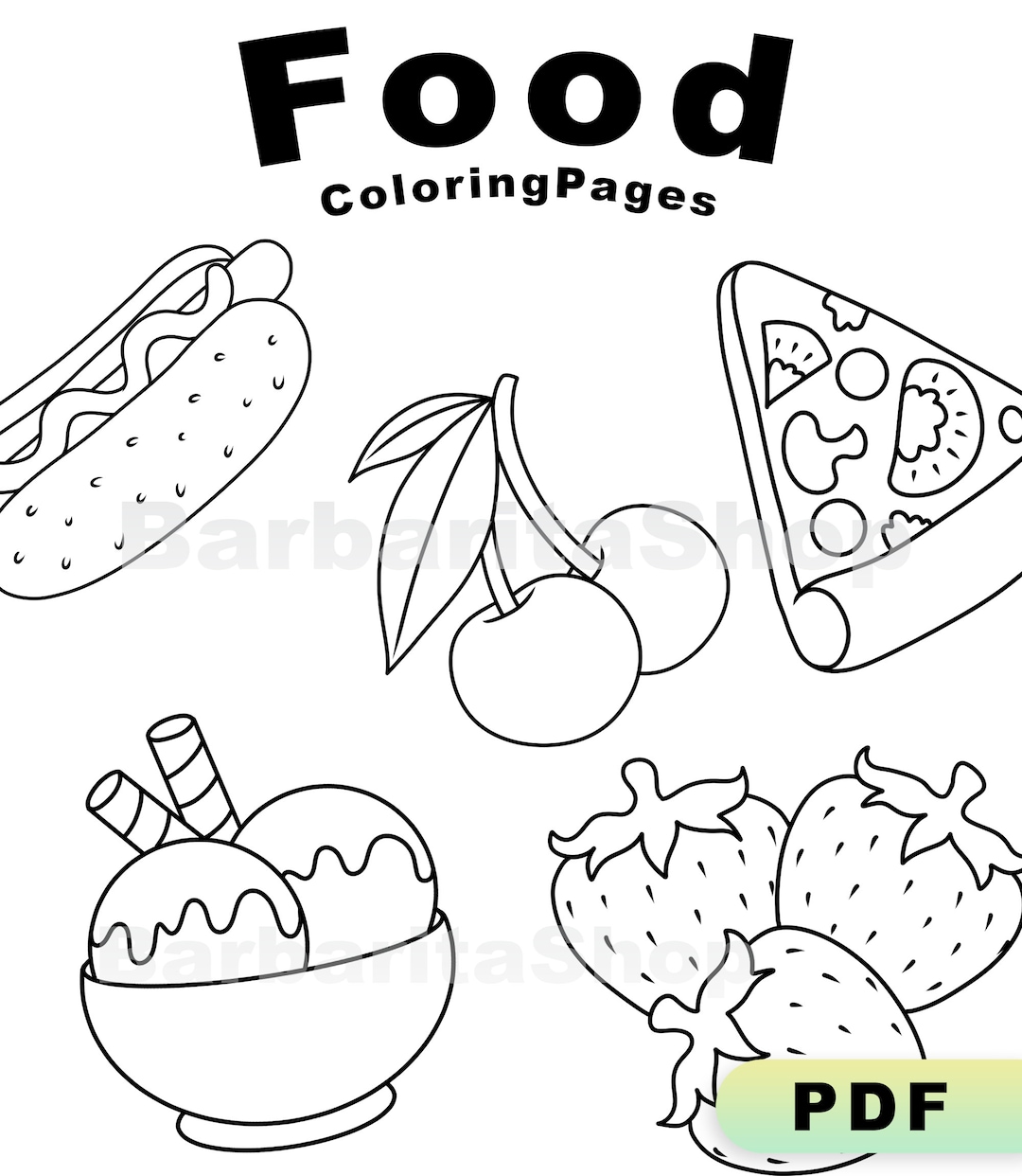 Food coloring pages pizza coloring book burger coloring book cake coloring book pdf download now