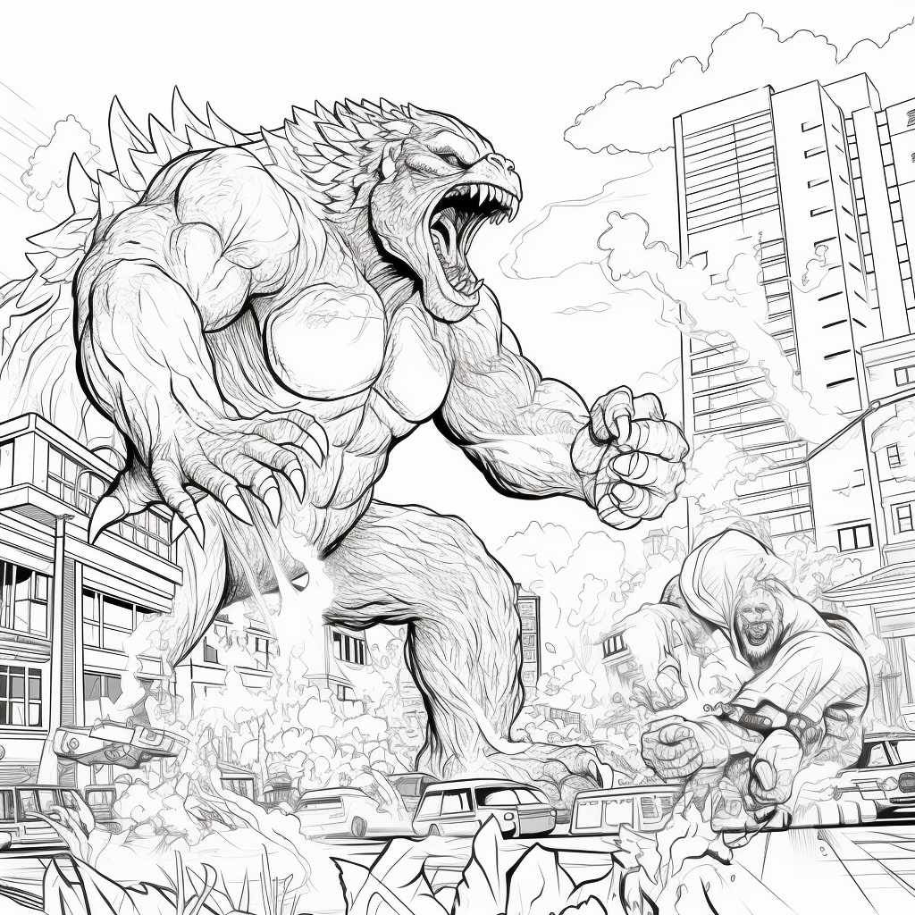 Godzilla vs kong coloring pages