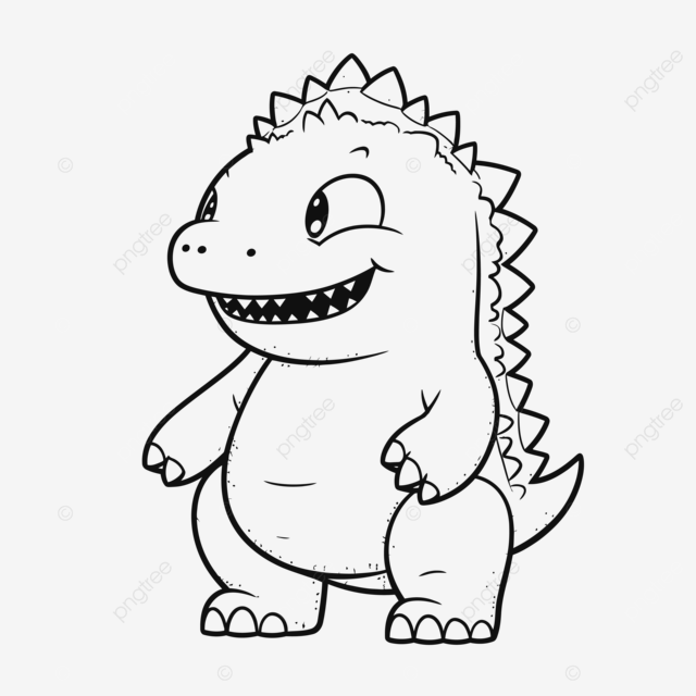 An image of a cartoon godzilla coloring page outline sketch drawing vector car drawing cartoon drawing wing drawing png and vector with transparent background for free download