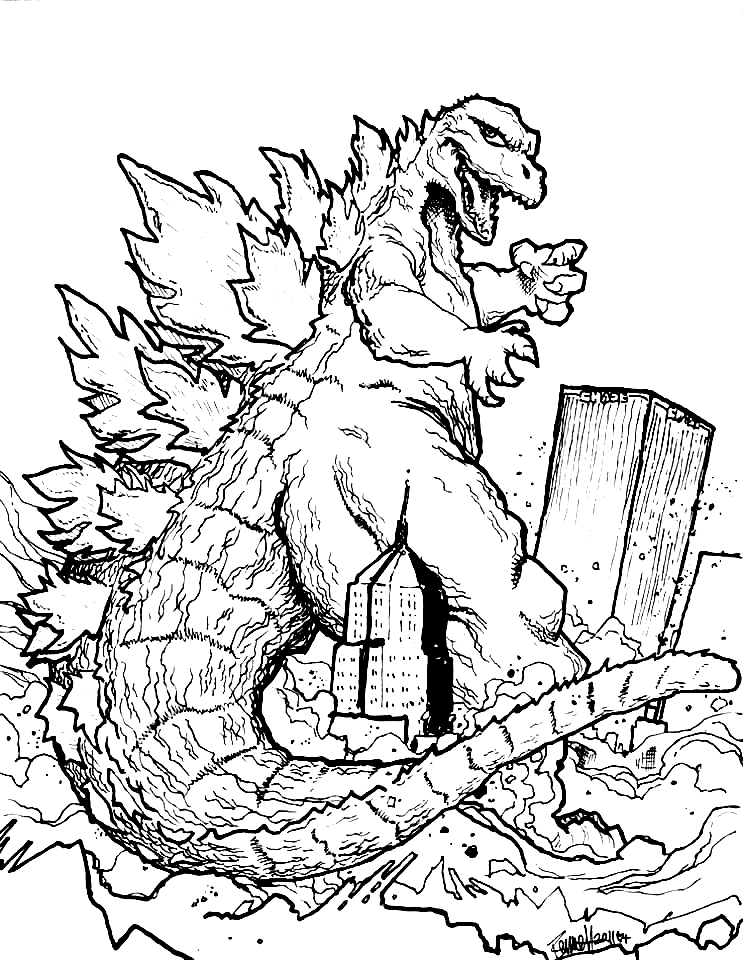 Godzilla coloring pages printable for free download