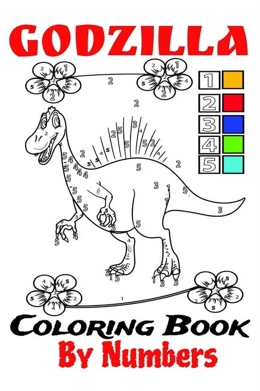 Godzilla coloring book by numbers for kids and adults images godzilla coloring from easy to difficult by numbers only for godzilla lovers paperback