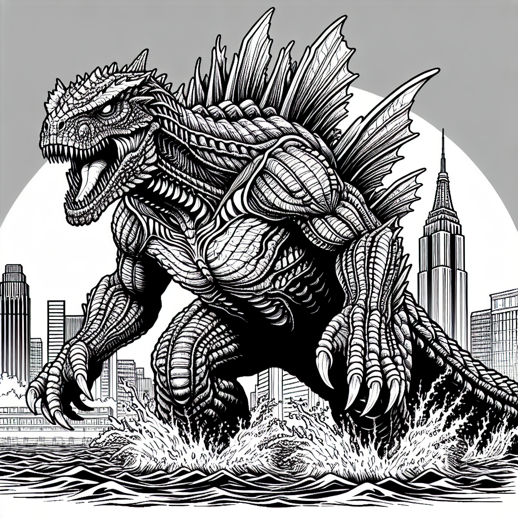 Godzilla coloring pages â custom paint by numbers