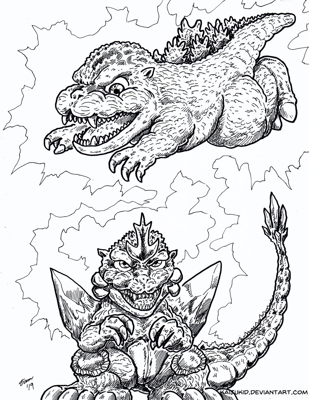 Kaiju coloring book chibi spacegodzilla owns by kaijukid on