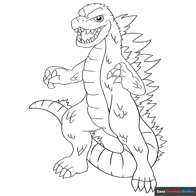 Godzilla coloring page easy drawing guides