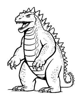 Godzilla coloring pages by coloring books lovers tpt