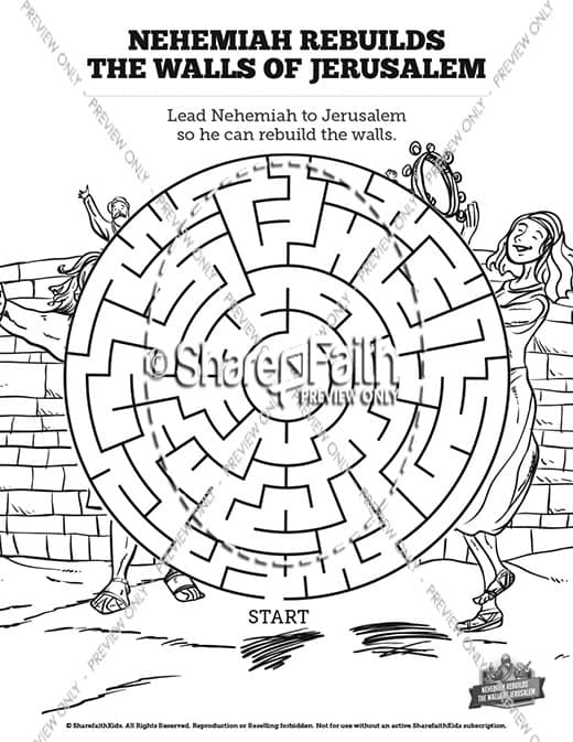 Book of nehemiah sunday school coloring pages â